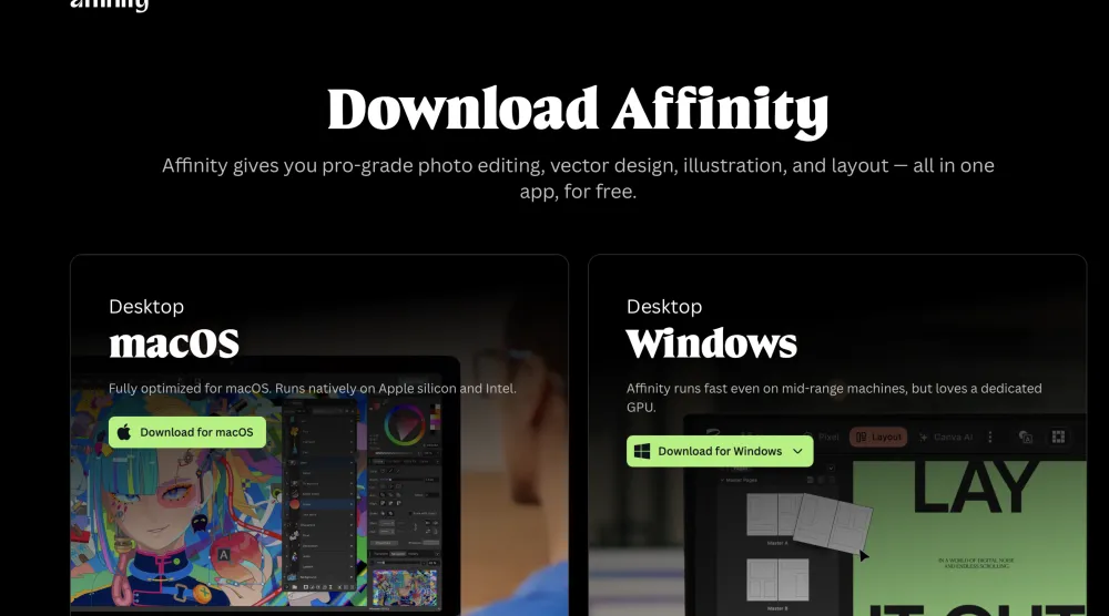 تطبيق احترافي يجمع تصميم الفيكتور وتحرير الصور ونشر الصفحات في منصة واحدة متوفّر الآن لنظامي «ويندوز» و«macOS » (أفينيتي)