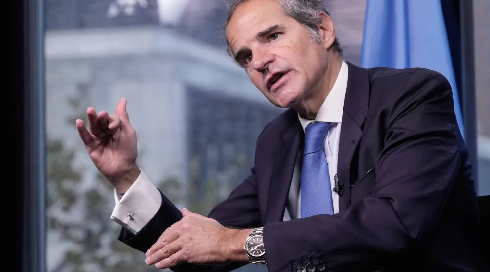 غروسي خلال مقابلة صحافية في نيويورك (أ.ب)