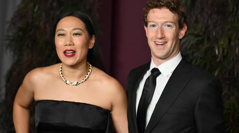 مارك زوكربيرغ مؤسس ورئيس مجلس إدارة شركة «ميتا» وزوجته بريسيلا تشان (أ.ف.ب)