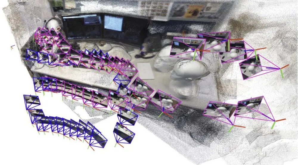 يُنشئ النظام المدعوم بالذكاء الاصطناعي خرائط فرعية صغيرة للمشهد تدريجياً ويُحاذيها بدقة ليدمجها معاً لإعادة بناء خريطة ثلاثية الأبعاد كاملة (MIT)