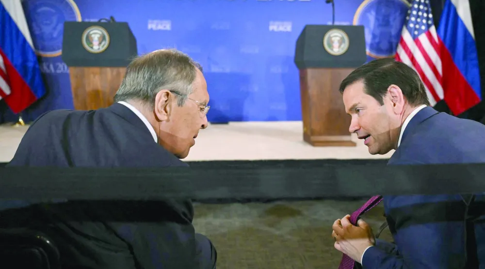 وزيرا الخارجية الأميركي ماركو روبيو والروسي سيرغي لافروف قبيل مؤتمر ترمب وبوتين الصحافي... 15 أغسطس (أ.ف.ب)