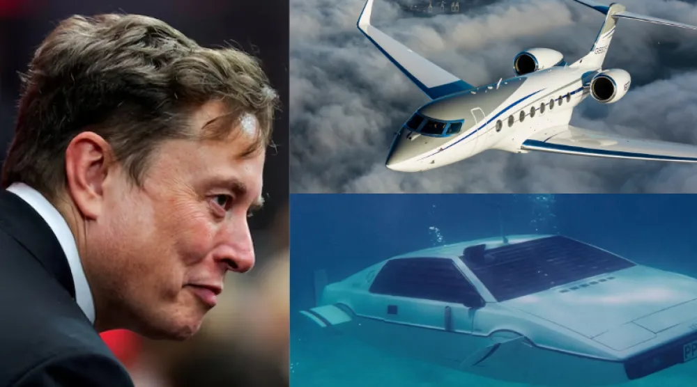 إيلون ماسك... يعيش في بيت صغير وينفق الكثير على السيارات والطائرات الخاصة (رويترز – يوتيوب – شركة «غلف ستريم»)