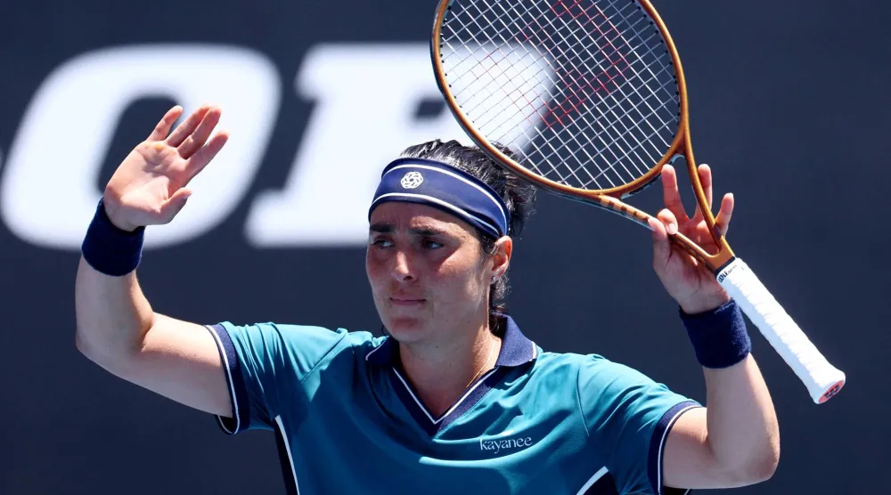 Tennis - Australian Open - Melbourne Park, Melbourne, Australia - January 16, 2025 Tunisia's Ons Jabeur celebrates winning her second round match against Colombia's Camila Osorio. (Reuters) 