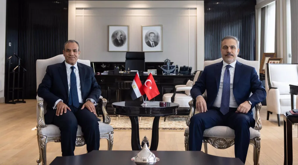 لقاء وزيري الخارجية التركي هاكان فيدان والمصري بدر عبد العاطي في أنقرة في 4 فبراير الماضي (الخارجية التركية)