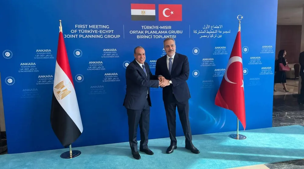  وزير الخارجية التركي خلال استقبال نظيره المصري (الخارجية المصرية)