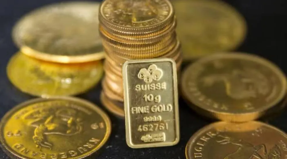 سبائك ذهبية معروضة في متجر «هاتون غاردن ميتالز» لتجارة المعادن الثمينة في لندن (رويترز)