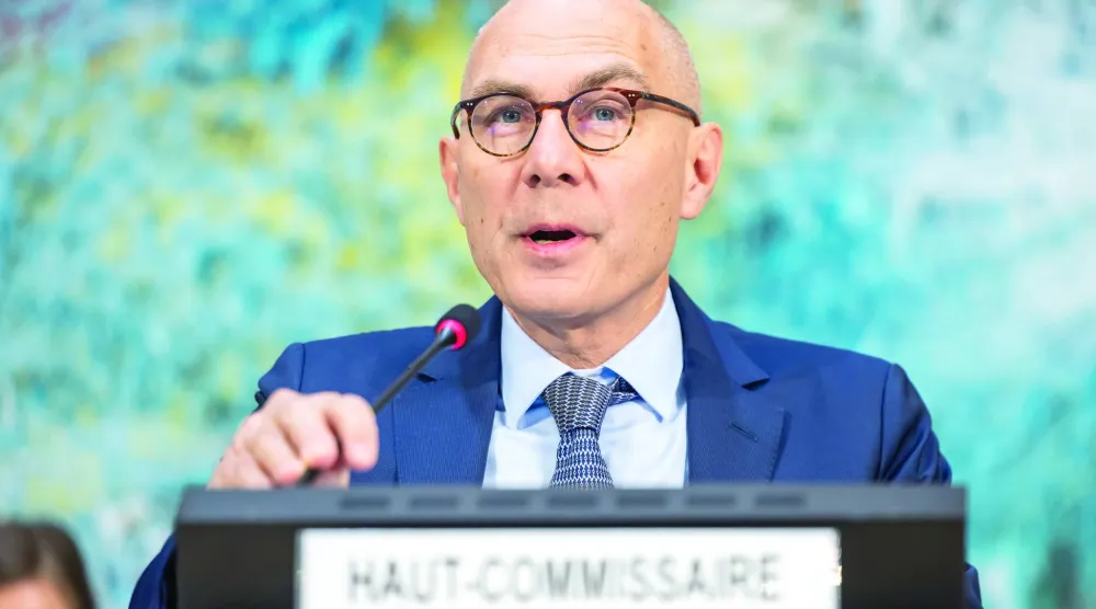 المفوض السامي للأمم المتحدة لحقوق الإنسان فولكر تورك يتحدث عن الفاشر في جنيف (إ.ب.أ)