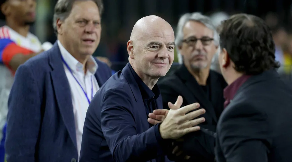 FORT LAUDERDALE, FLORIDA - NOVEMBER 15: FIFA President Gianni Infantino attends the International Friendly match between Colombia and New Zealand at Chase Stadium on November 15, 2025 in Fort Lauderdale, Florida. Leonardo Fernandez/Getty Images/AFP