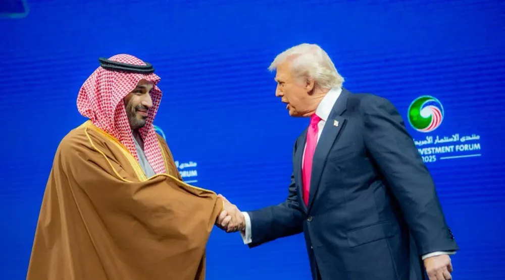 Suudi Arabistan Veliaht Prensi Muhammed bin Selman ve ABD Başkanı Donald Trump dün düzenlenen ABD-Suudi Arabistan Yatırım Forumu'na katıldı (SPA)