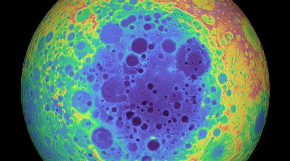 Ay'ın uzak yüzündeki Güney Kutbu-Aitken havzası (NASA)