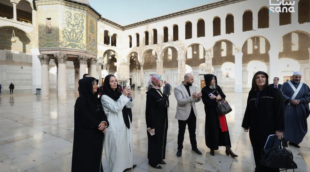 جانب من زيارة وفد مجلس الأمن إلى الجامع الأموي في دمشق (سانا)