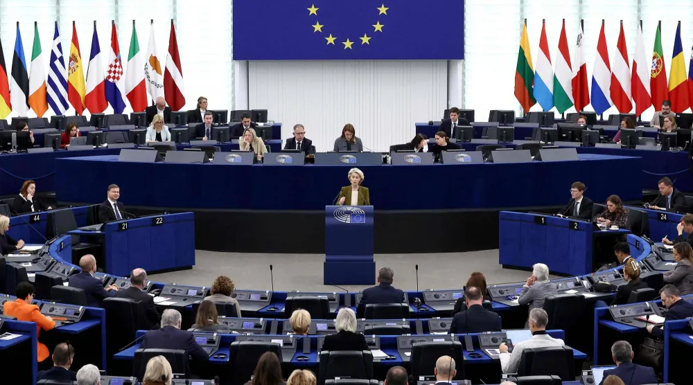 جانب من جلسة للبرلمان الأوروبي في ستراسبورغ (أ.ف.ب)