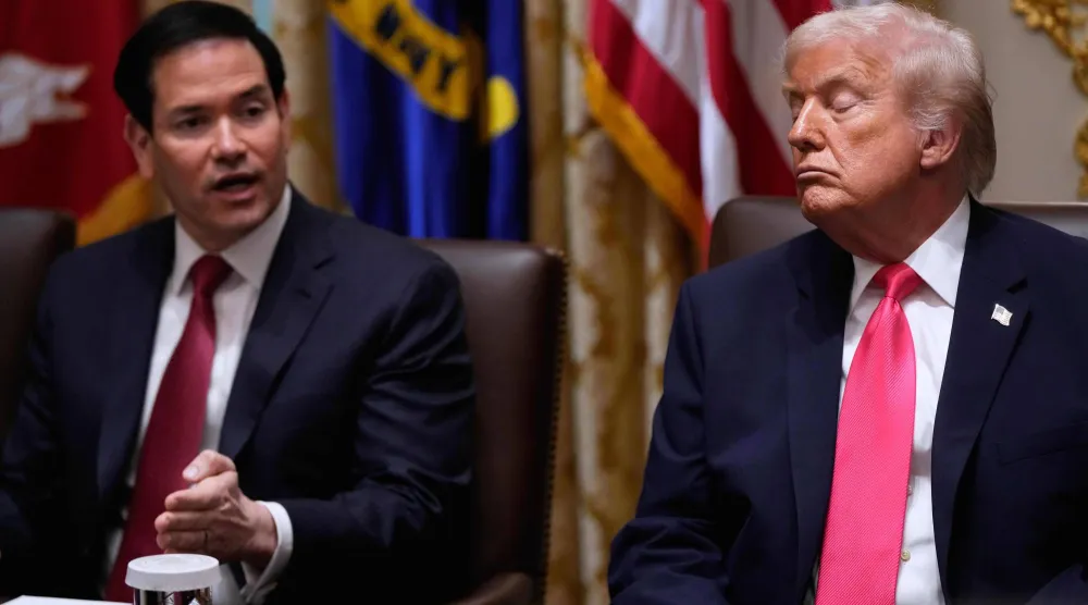 روبيو يتحدث إلى جانب ترمب في البيت الأبيض يوم 2 ديسمبر 2025 (أ.ب)