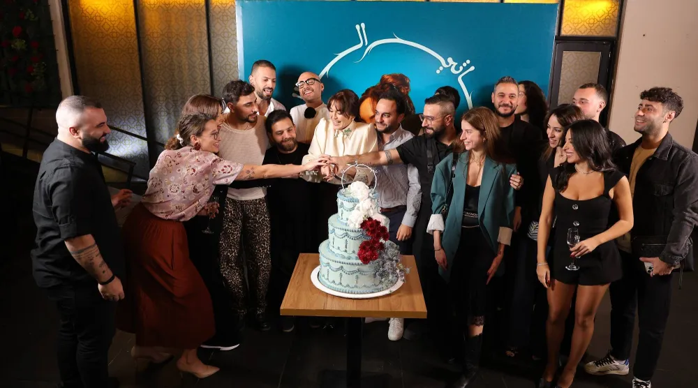 ملّاط خلال احتفالها في إطلاق {حياتي الثالثة} (منال ملاط)