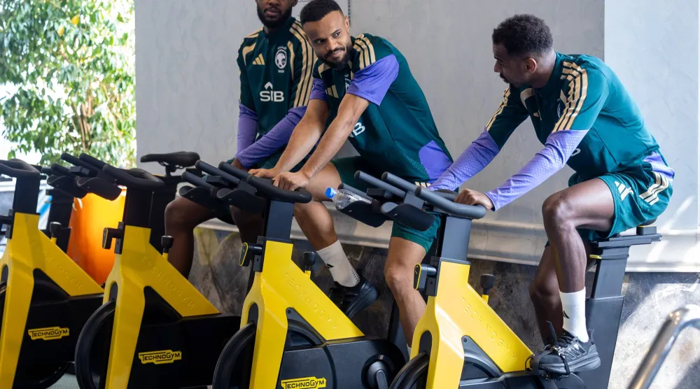 جانب من التدريبات الاسترجاعية في النادي الصحي (المنتخب السعودي)