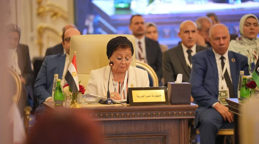 نائب وزير الصحة المصري عبلة الألفي أثناء مشاركتها في الدورة السابعة للمجلس العربي للسكان والتنمية بالعراق السبت (الصحة المصرية)