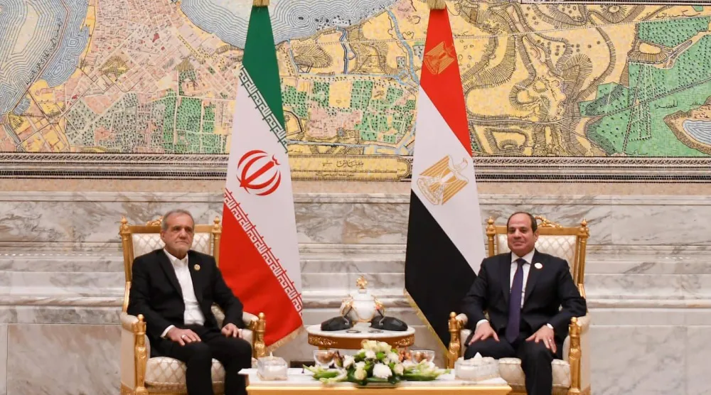 الرئيس المصري عبد الفتاح السيسي خلال لقائه مع نظيره الإيراني في القاهرة ديسمبر الماضي (الرئاسة المصرية)