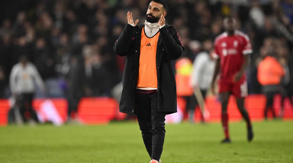 صلاح قام بتصريحات نارية تبدو وأنها إشارات لنهاية مسيرته مع ليفربول (ا ف ب) 