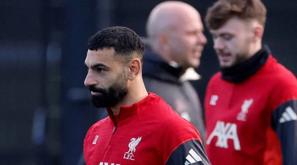 Football - UEFA Champions League - Liverpool Training - AXA Training Center, Liverpool, Britain - December 8, 2025 Liverpool's Mohamed Salah during training. (Action Images via Reuters/Jason Cairnduff)