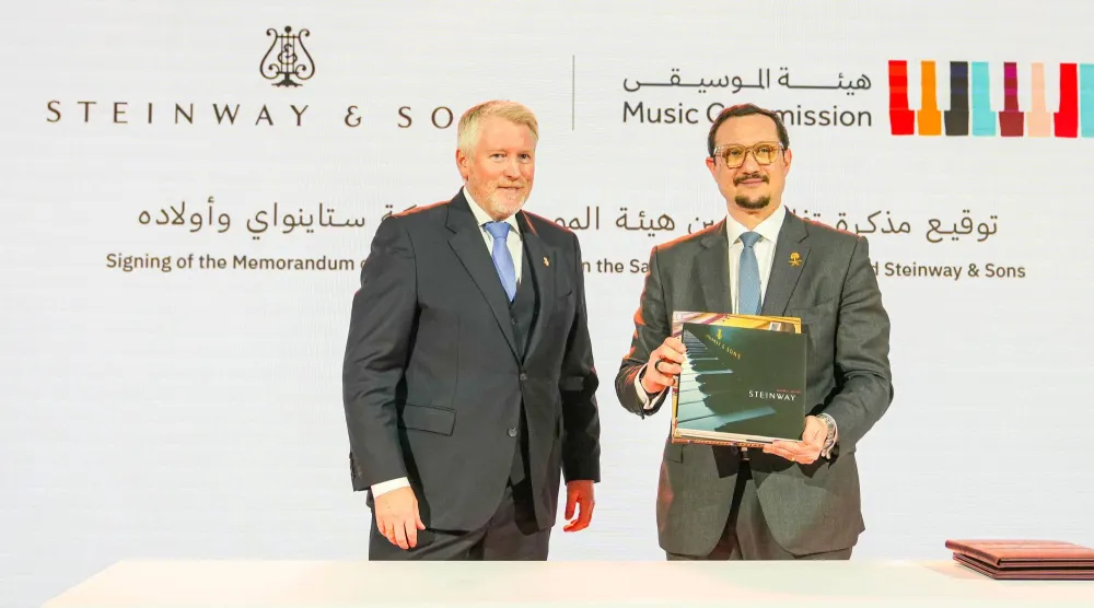 من مراسم توقيع مذكرة التفاهم بين هيئة الموسيقى السعودية وشركة «ستاينواي آند صنز» (وزارة الثقافة)