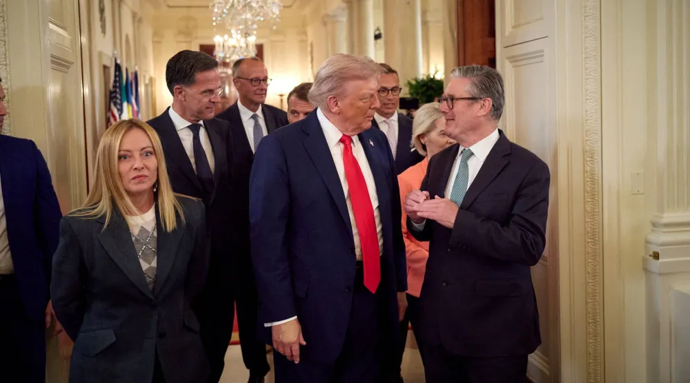 ترمب برفقة قادة أوروبيين لبحث حرب أوكرانيا في البيت الأبيض 18 أغسطس (رويترز)