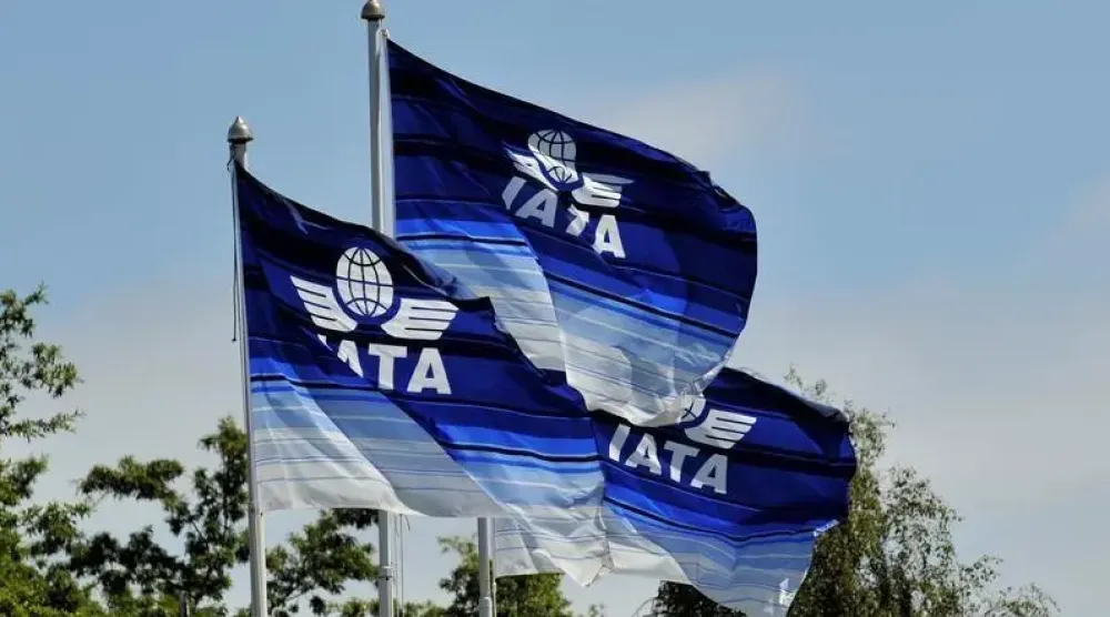 أعلام تحمل شعار «إياتا» (الاتحاد الدولي)