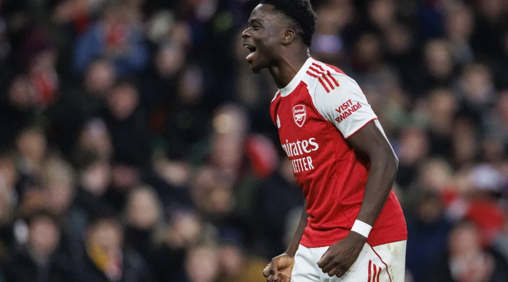 بوكايو ساكا مهاجم آرسنال (إ.ب.أ)