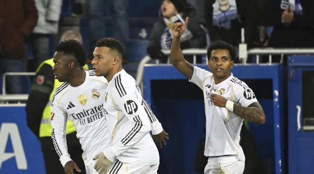 Real Madrid's Brazilian forward Rodrygo secured the visitors a much-needed victory at Alaves. ANDER GILLENEA / AFP
