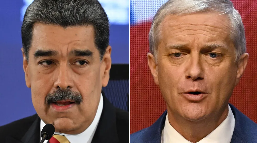 الرئيس المنتخب في تشيلي خوسيه أنطونيو كاست والرئيس الفنزويلي نيكولاس مادورو (أ.ف.ب)