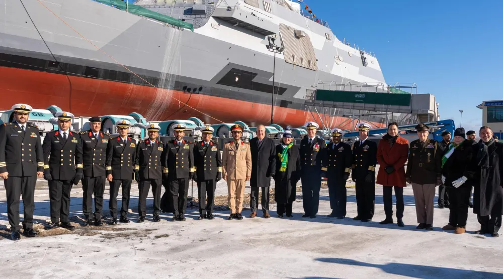 جانب من مراسم تعويم سفينة "جلالة الملك سعود" في ويسكونسن (واس) 