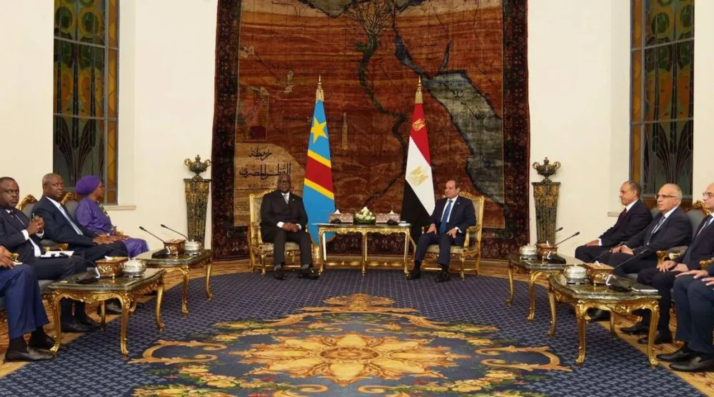 لقاء بين الرئيس المصري عبد الفتاح السيسي ورئيس جمهورية الكونغو الديمقراطية فيليكس تشيسكيدي في أكتوبر الماضي (الرئاسة المصرية)