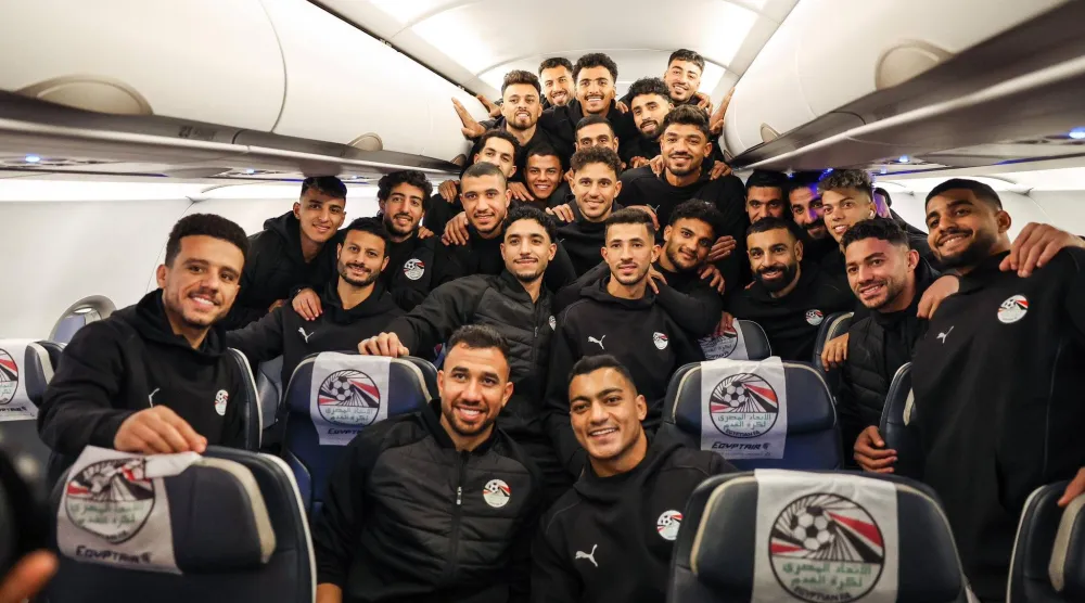 المنتخب المصري على متن الطائرة التي أقلته إلى المغرب (الاتحاد المصري لكرة القدم)