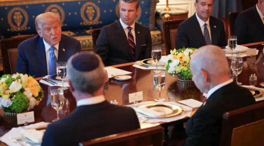 Temmuz 2025'te Beyaz Saray'da Trump ve Netanyahu arasında gerçekleşen görüşmeden (AFP)