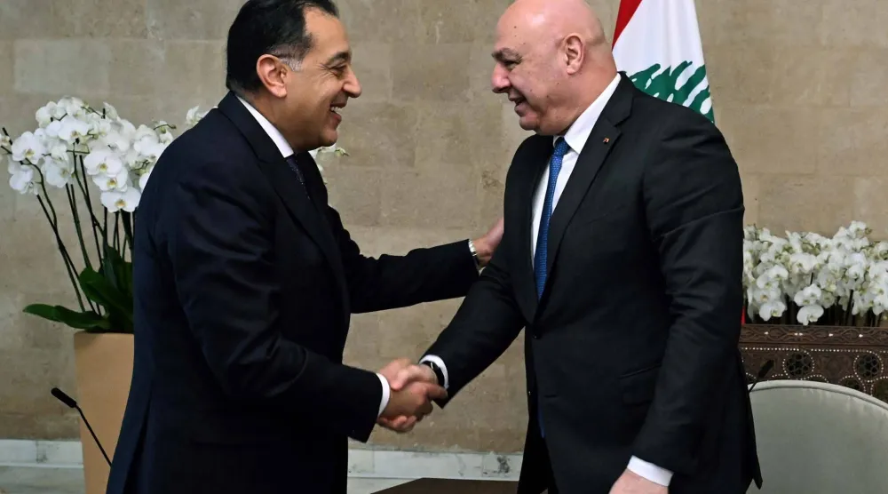 الرئيس اللبناني جوزف عون خلال استقبال مصطفى مدبولي في بيروت الجمعة (مجلس الوزراء المصري)