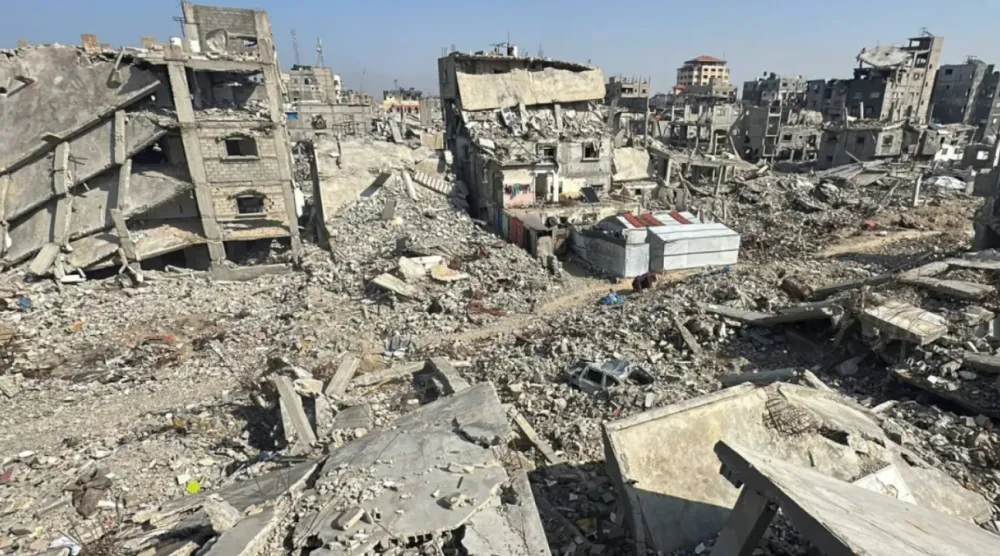 Destroyed buildings, amid a ceasefire between Israel and Hamas, in Khan Younis in the southern Gaza Strip November 18, 2025. (Reuters)
