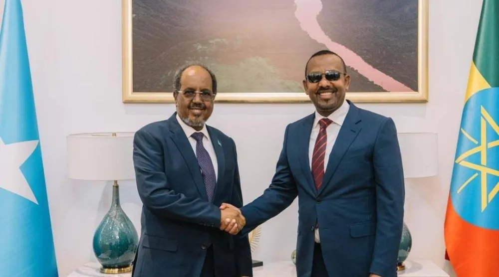 آبي أحمد خلال استقبال الرئيس الصومالي (وكالة الأنباء الإثيوبية)