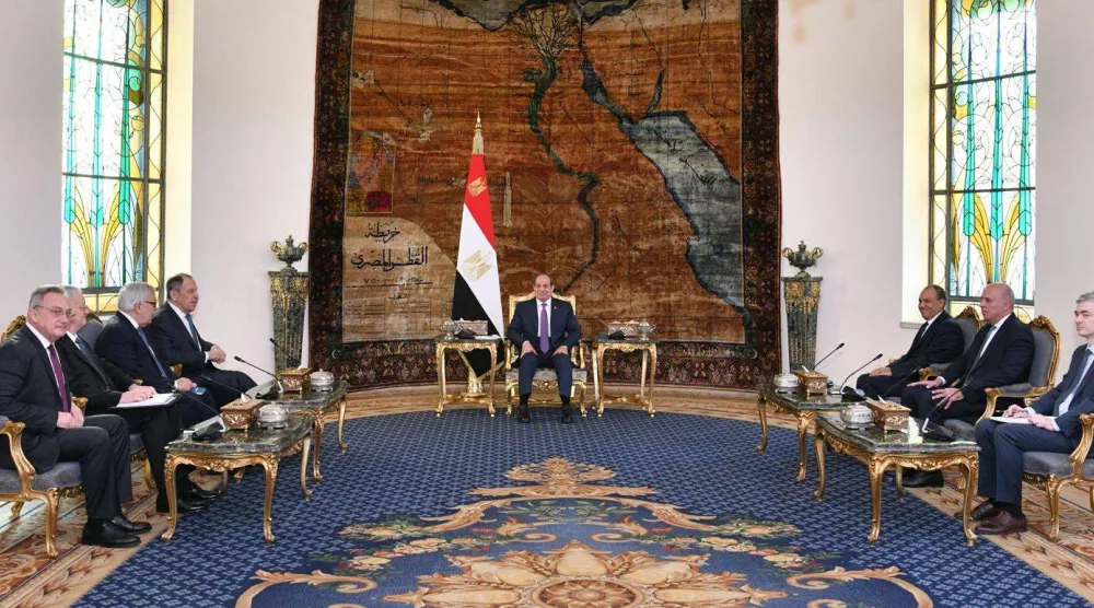 محادثات الرئيس المصري عبد الفتاح السيسي مع وزير الخارجية الروسي في القاهرة السبت (الرئاسة المصرية)