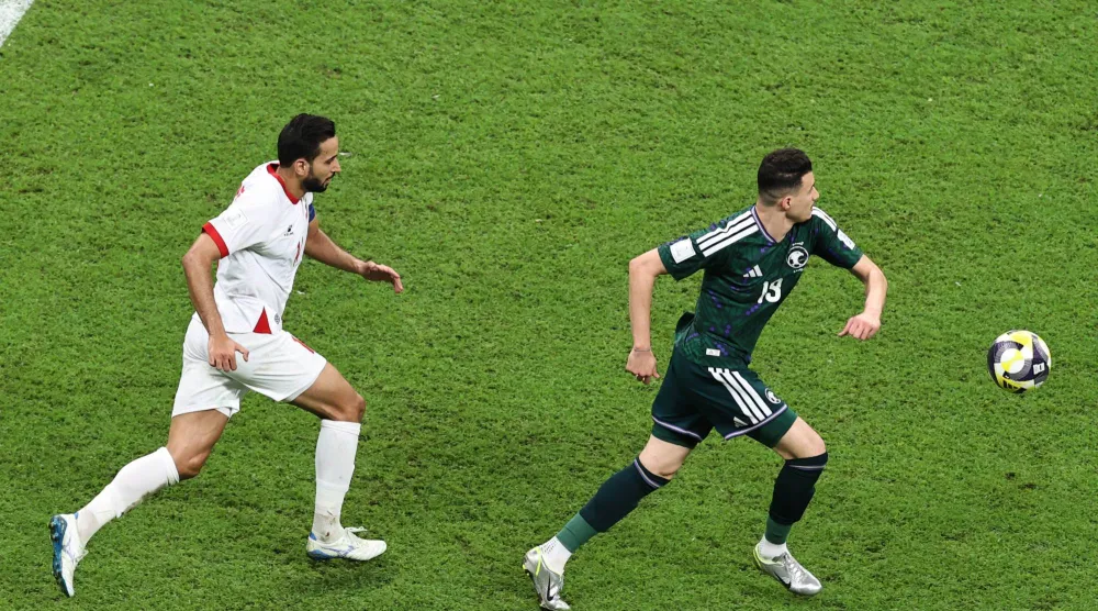 الحمدان خلال مشاركته الأخيرة مع الأخضر في كأس العرب (تصوير: سعد العنزي)