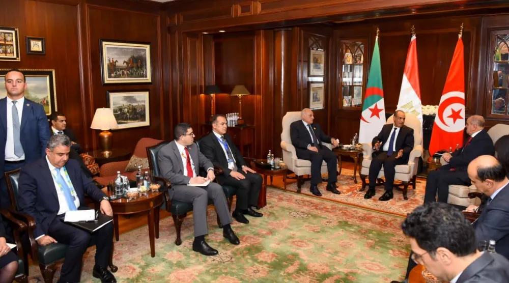 وزراء خارجية مصر والجزائر وتونس يتفقون على «مواصلة التنسيق والتشاور الوثيق» بشأن الأزمة الليبية (وزارة الخارجية المصرية)