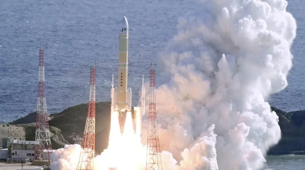 Japan's H3 rocket No.8 carrying carrying the Michibiki No. 5 satellite lifts off from the Tanegashima Space Center on the southwestern island of Tanegashima, Kagoshima Prefecture, southwestern Japan, December 22, 2025, in this photo taken by Kyodo. Kyodo/via REUTERS 