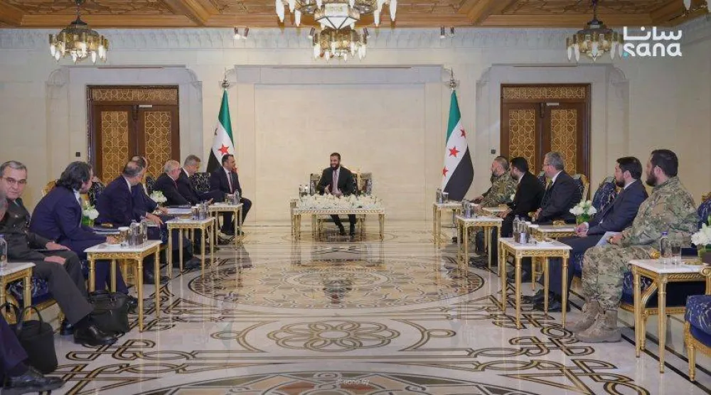 جانب من لقاء الشرع مع الوفد التركي (سانا)