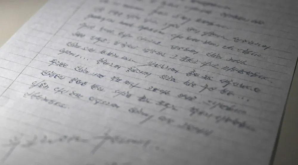 لقطة للرسالة التي كتبها الجنديان إلى منظمة حقوقية مقرها في سيول (أ.ف.ب)