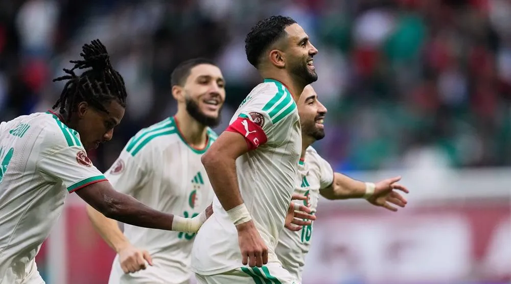 Algeria's Riyad Mahrez celebrates after scoring his side's second goal during the Africa Cup of Nations group E soccer match between Algeria and Sudan in Rabat, Morocco, Wednesday, Dec. 24, 2025. (AP) 