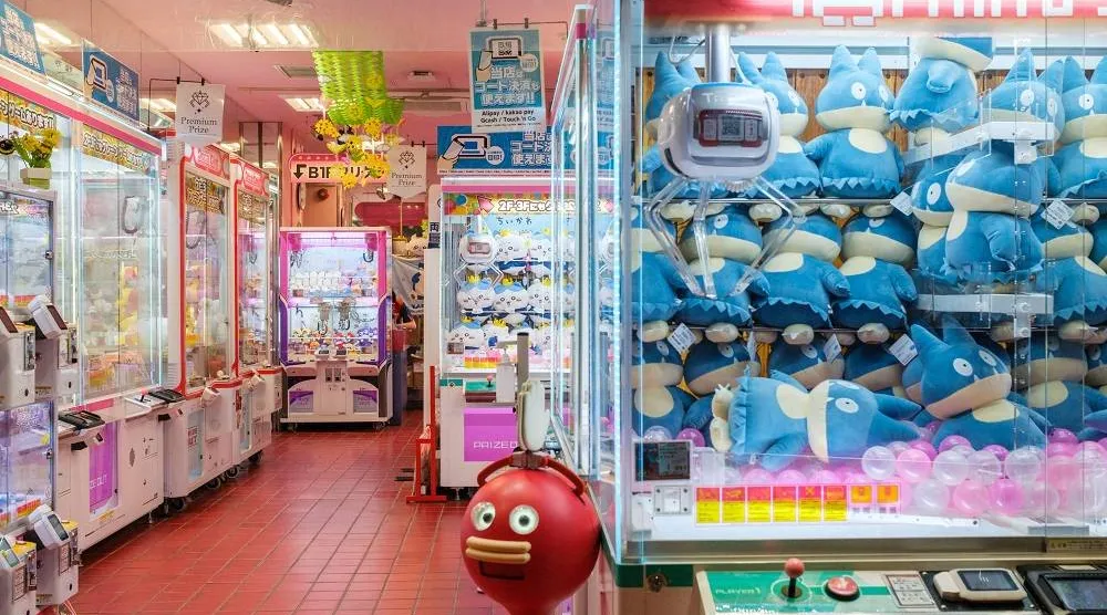 This picture taken on June 6, 2024 shows a claw crane game shop in Akihabara district of Tokyo. (AFP)