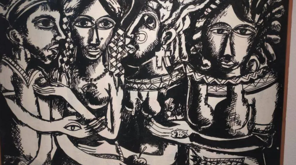 إحدى لوحات المعرض (الشرق الأوسط)