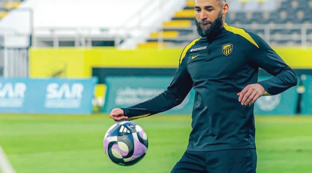 
بنزيمة خلال تدريبات الاتحاد الأخيرة (موقع النادي)