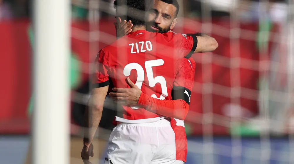 صلاح محتفلا بهدفه في مرمى جنوب أفريقيا (أ.ف.ب)