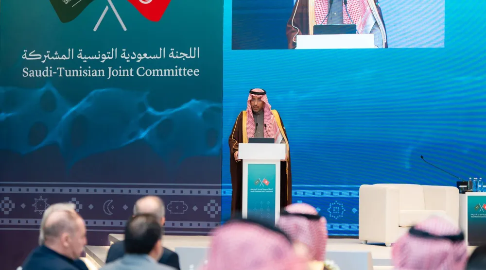 بندر الخريف وزير الصناعة والثروة المعدنية السعودي خلال كلمته في ملتقى الأعمال بالرياض (الشرق الأوسط)