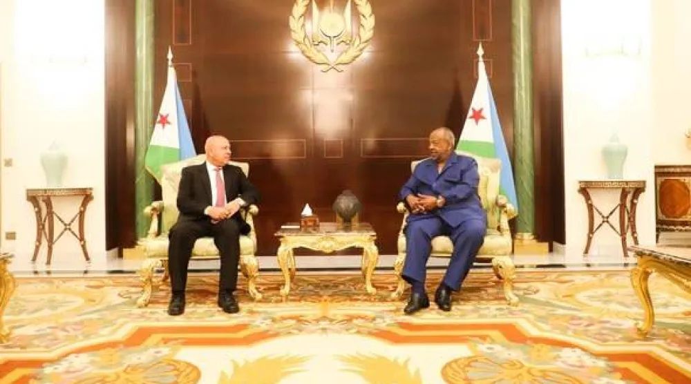 الرئيس الجيبوتي خلال لقاء نائب رئيس الوزراء المصري للتنمية الصناعية الاثنين (وزارة النقل المصرية)