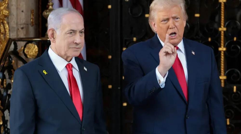 ABD Başkanı Donald Trump ile İsrail Başbakanı Binyamin Netanyahu'nun Florida'daki Mar-a-Lago tatil beldesinde gerçekleştirdiği görüşmeden (Reuters)